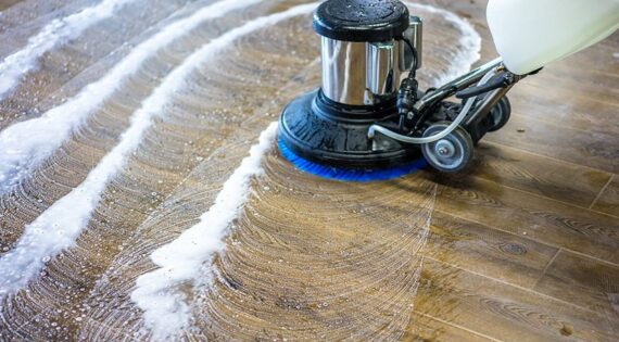 Floor cleaning or polishing